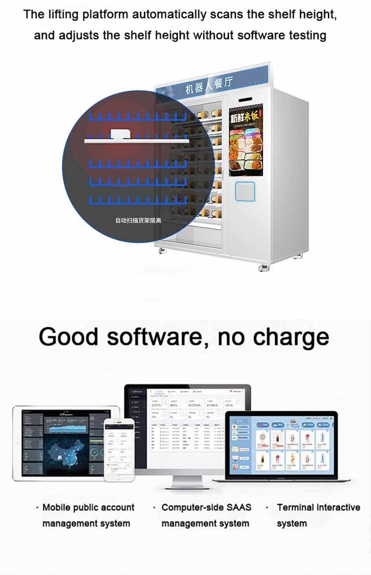 Hot Sale Fast Food Coffee Cupcake Automatic 32 Inch Touchscreen Microwave Heating Vending Machine
