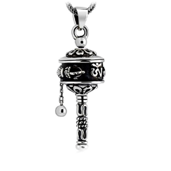 Sterling Silver Antique-like Vintage Prayer Wheels 925 Silver Wheat Chain