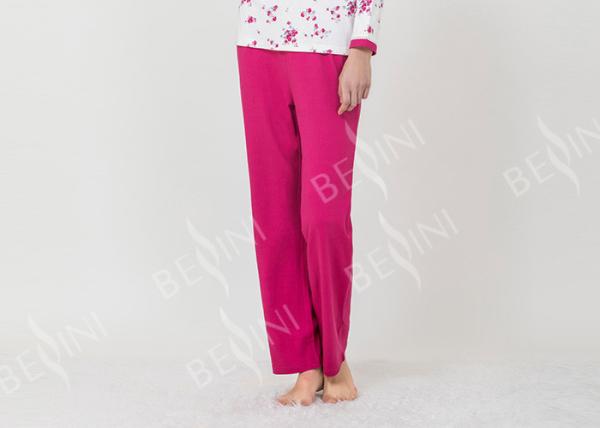 Buy cheap Large Floral Printed Womens Pyjama Sets 100% Combed Cotton Interlock Material from wholesalers