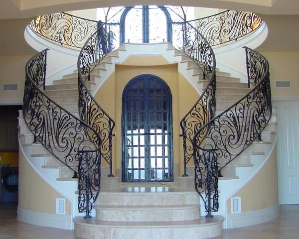 Buy cheap Curved Cast Iron Stair Railing Ornamental Wrought Iron Component Black from wholesalers