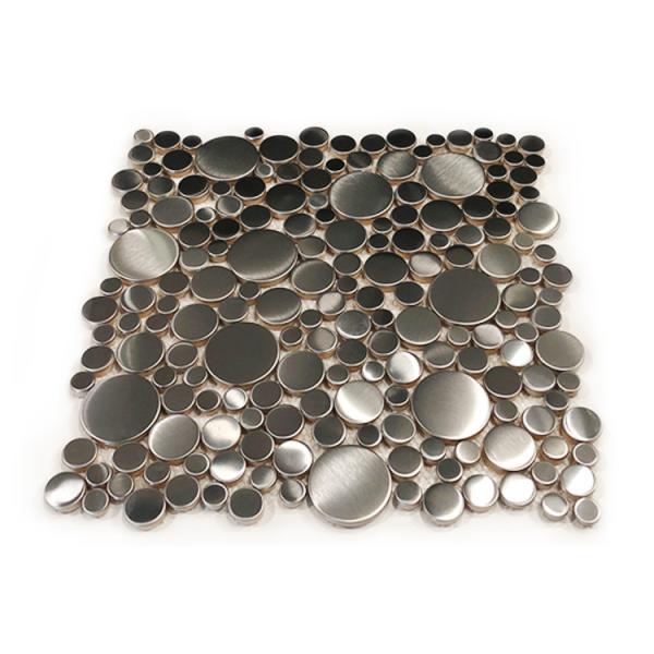 Buy cheap PVD Sliver Color Hairline Finish Big Small Round Splicing Decorative Stainelss Steel Trim Metal Mosaic Tile from wholesalers