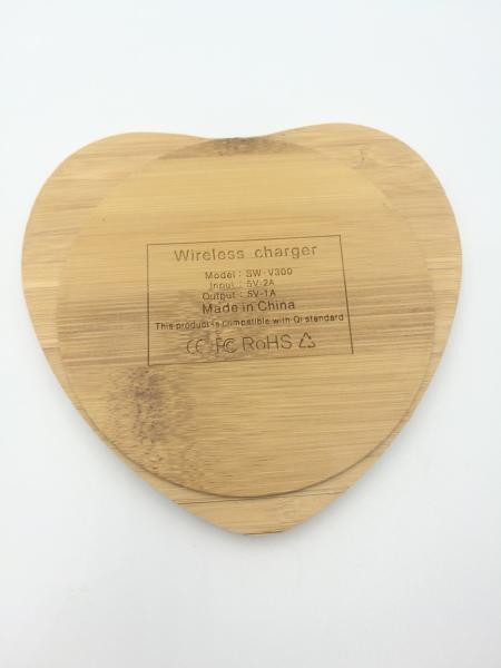 Buy cheap Dual USB Bamboo Heart Shape 10W fast Charging Portable Wireless Charger 9V 2-3A from wholesalers