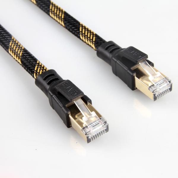 Buy cheap Stable RJ45 Cat8 Patch Cable Nylon Braided Black Yellow High Speed from wholesalers