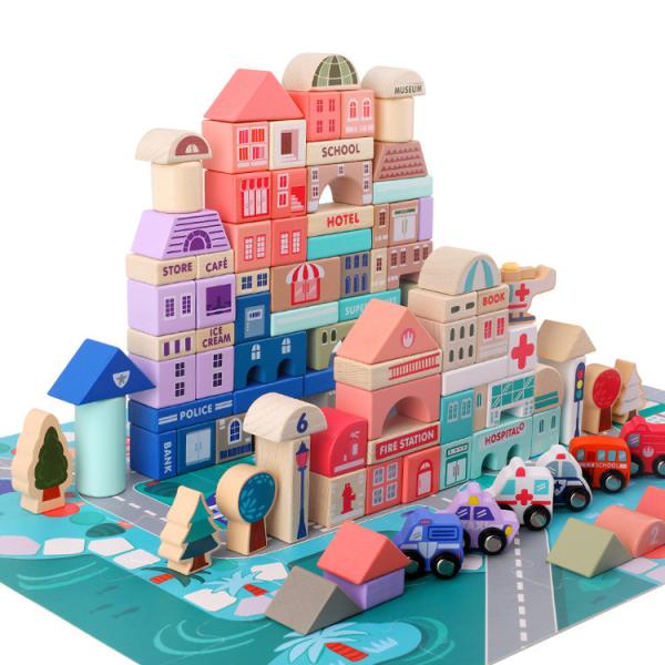 Buy cheap 2700g Beech Wooden City Building Blocks 115pcs Wooden Bricks Toys from wholesalers