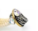 Buy cheap Fashion Silver Gold Two -Tone Crossover Cubic Zircon Gemstone Women Ring (R-91) from wholesalers