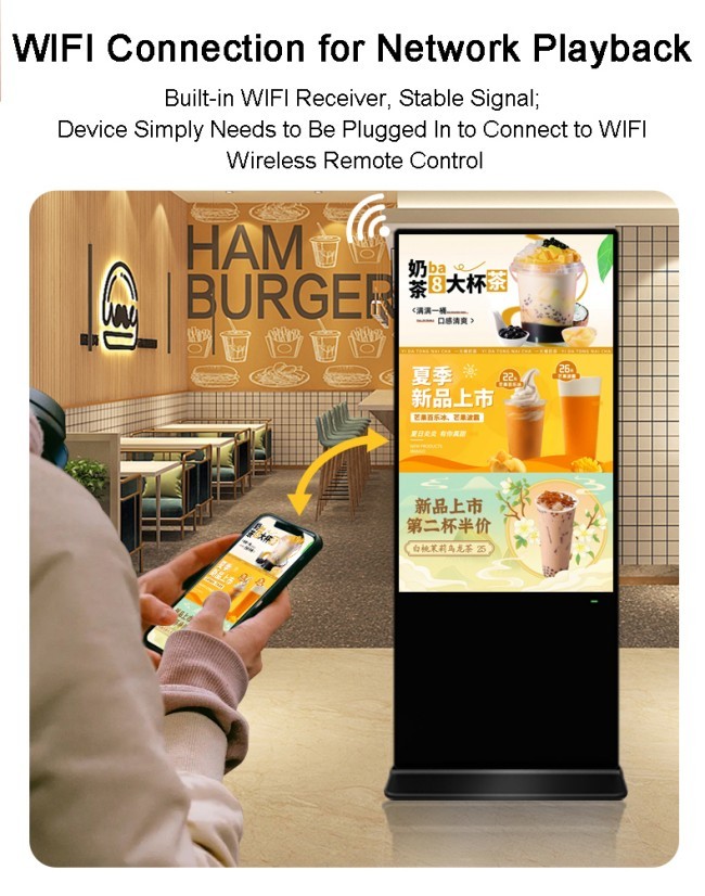 8 Array Mic 75 Inch Vertical Interactive Totem LCD Advertising Display With Android Operating System