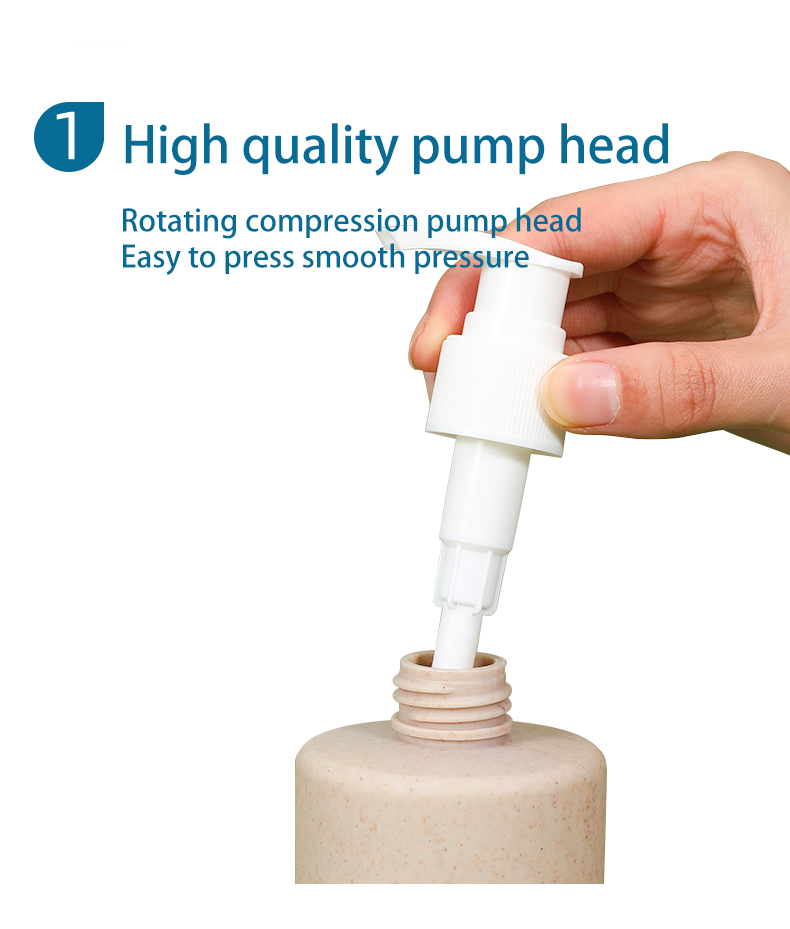 Biodegradable Wheat Straw Plastic Hotel Shampoo Bottles With Pump Dispenser 300ml