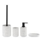 Grey Terrazzo Bathroom Accessories Set Round For Bathroom Cleaning With Black
