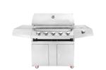 Silver 430 Stainless Steel Slow 5 Burners Zinc Alloy Knobs Stainless Steel Grill