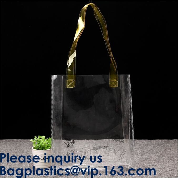 Fashion Clear Reusable Grocery Bag PVC Handbag Women Shopping Bag Transparent Tote Bags,Big Capacity Pvc Shopping Bag Wi