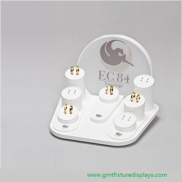 White Acrylic Jewelry Countertop Ring Display Perspex Jewellery Stand for