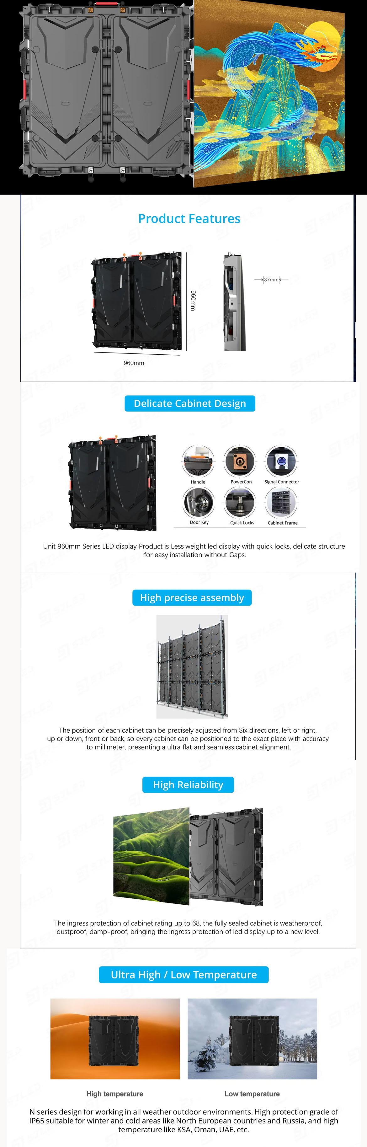 960X960mm HD Full Color RGB Large Panel Stage Led Display Indoor Outdoor