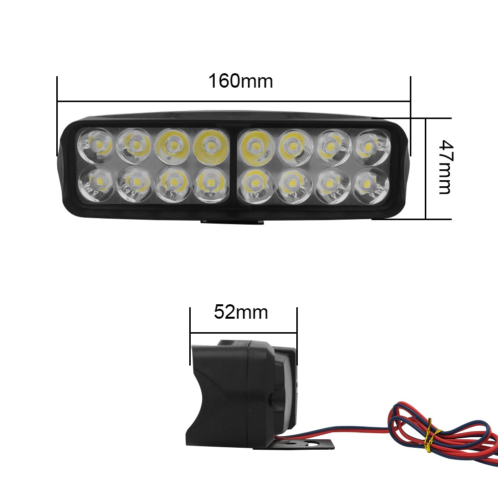 White Flash 16 Beam 12V 24V Auxiliary Headlight Motorbike LED Light