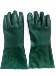 35cm Cold Weather PVC Gloves Flock Cotton Lined Dark Green PVC Heavy Duty Gloves
