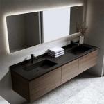 Flush Slab Style Sintered Stone Bathroom Vanity Cabinet With Sink