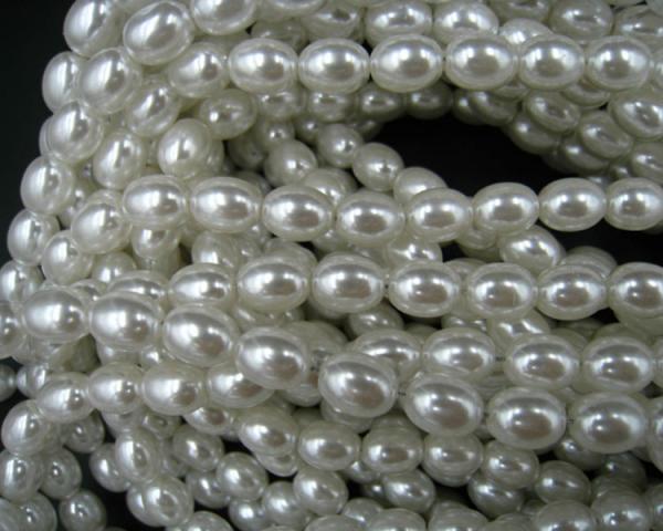 Buy cheap DIY Handmade Whtie Color 8mm x 12mm Oval ABS Plastic Pearls Loose Beads from wholesalers