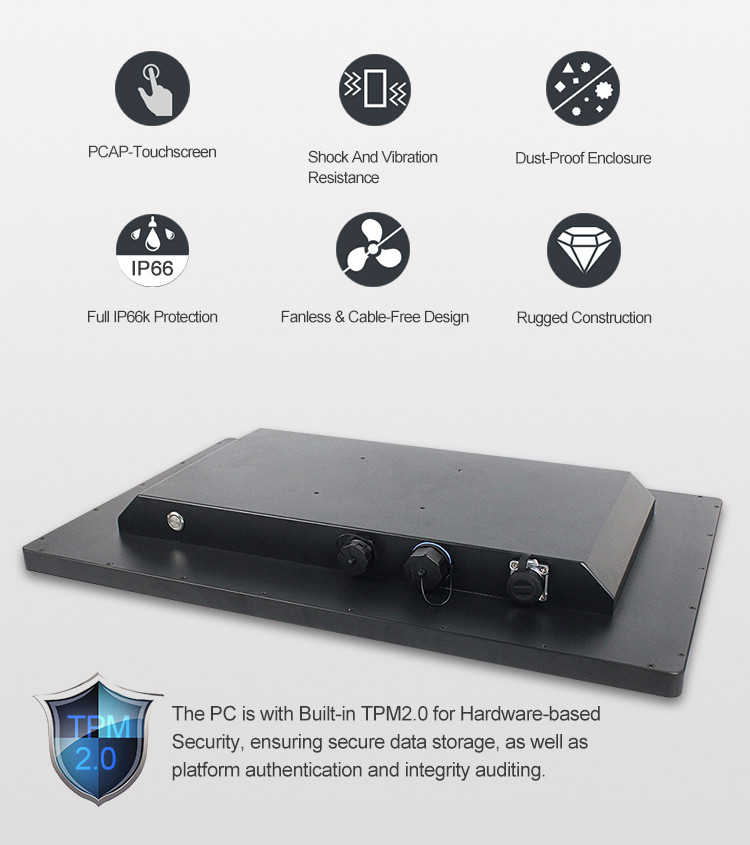 24" IP69K Pcap Waterproof Touch Screen Pc Fanless VGA With GbE LAN