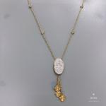 CE 14k Gold Necklace And Earring Set SS Steel Four Leaf Clover Jewelry