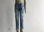 Rips / Repaired Kids Denim Jeans , Mid Mottled Wash Stretch Denim Skinny Jeans