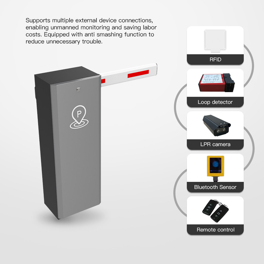 HCW Full Automatic Parking System Straight Boom Barrier With 1-6m Arm RFID Boom Barrier Gate