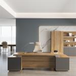 Walnut Color Modern Manager Office Desk Commercial Furniture Support customizati