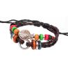 Buy cheap Chinese national wind retro fashion bracelet wooden beads braided fashion leather bracelet from wholesalers
