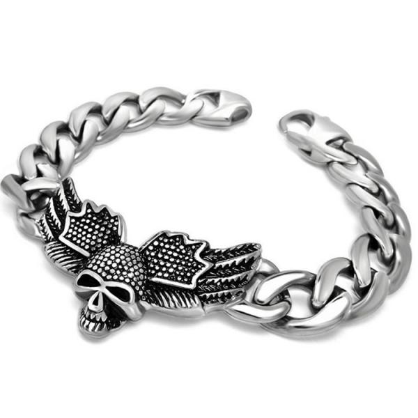 Buy cheap Men's Skull Stainless Steel Curb Chain Bracelet Punk Rock Style (JCE455) from wholesalers