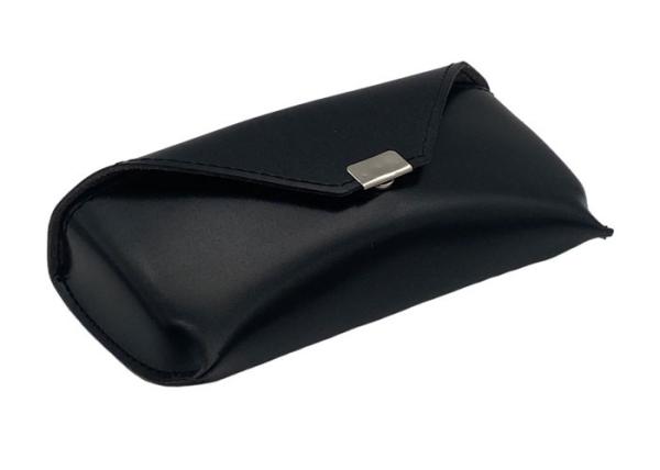 Buy cheap Black Large Folding Hard Leather Glasses Case With Button from wholesalers