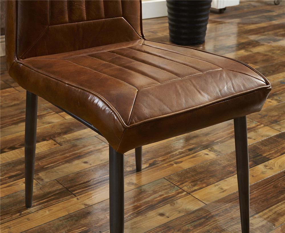 Contemporary Brown Leather Dining Room Chairs Super Soft Sponge American Style