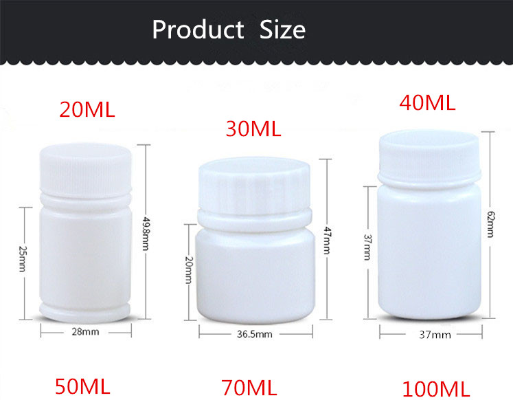 HDPE 100ml Empty White Plastic Bottles for Pharmaceutical Capsule Solid Pill Container Packaging