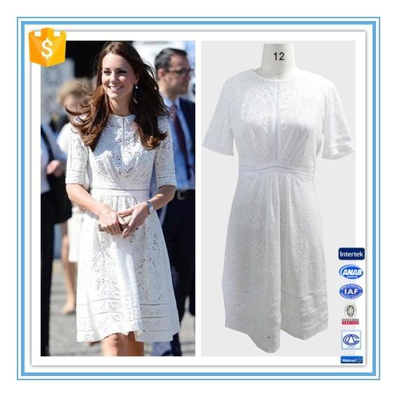 Buy cheap European Summer Fashion Elegant White Lace Cotton Dress Pattern Wholesale from wholesalers