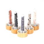 Round Glass Water Bottle With Natural Crystal Gemstone Center Elixir Crystal