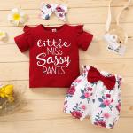 Summer Sets Letter Printed Shirts Short Sleeve Lolita Pumpkin Pants For Girls