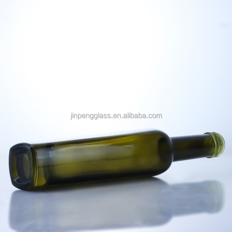 375ml Dark Green Olive Oil Glass Bottles Acid Etch Surface Handling and Tall Colored