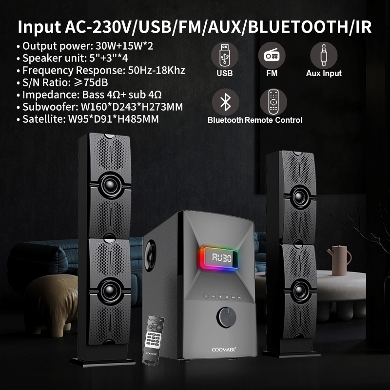 RGB Sound Multimedia Bluetooth Wireless 2.1 Home Theater System for CKD SKD Support