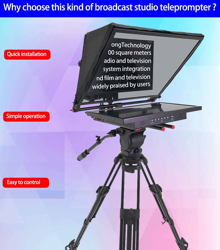 Word and Picture Compatible 24 Inch Single Screen Teleprompter for Studio Presentation