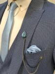 70% Wool 30% Poly Blue Groom Tuxedo Suit For Wedding