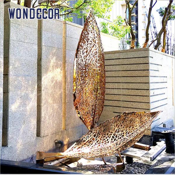 Buy cheap Large outdoor park forging metal abstract hollow leaf stainless steel sculpture from wholesalers