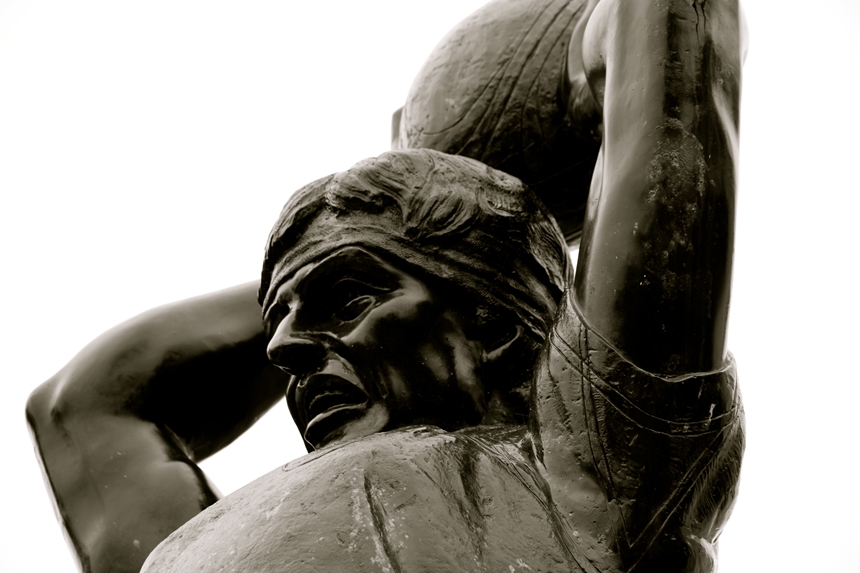 Details of the Bronze Rugby Sculpture