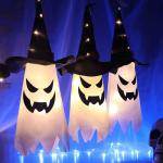 Outdoor Light Up Halloween Hanging Ghost Decorations Witch Hat