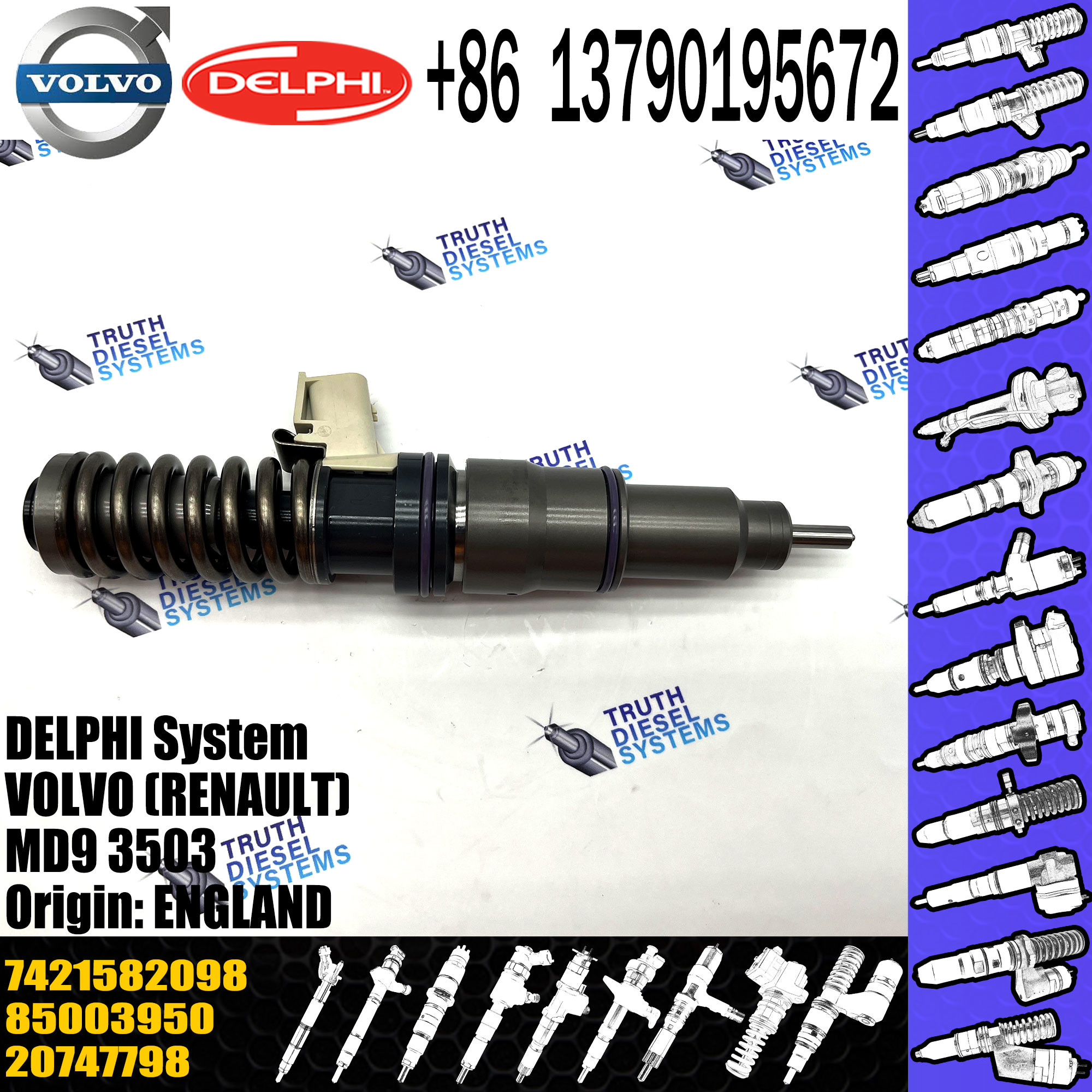 Common Rail Diesel Fuel Injector 21582098 BEBE4D36001 7421582098 for VOL () MD9 3503