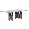 Buy cheap Clear 15mm Glass Dining Table And Chairs Black Stainless Steel Base from wholesalers