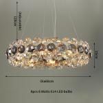 Smoke gray crystal chandelier for living room round hanging lamp decorative