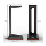 Black Personalised Headset Holder RGB 2 USB Ports 27.5cm Height