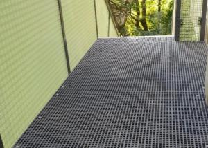 China 38mm Thickness FRP Pultruded Grating With Gritted Surface And Bolt Fixing Installation on sale