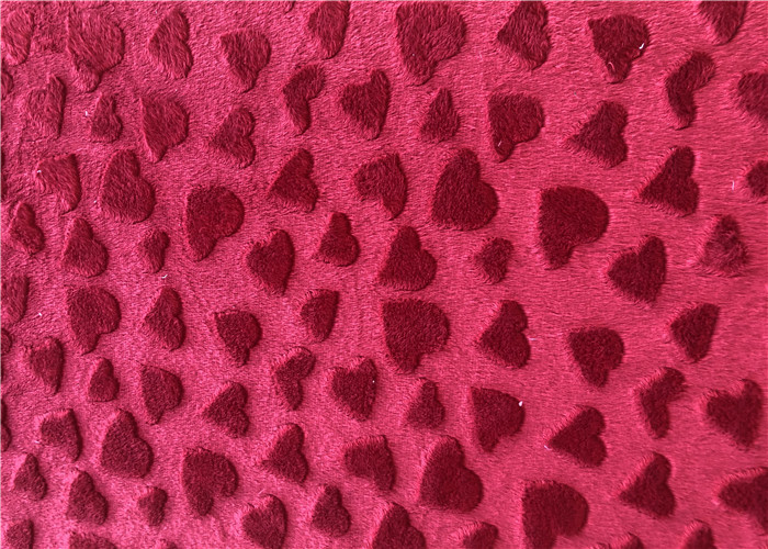 Heart Pattern Knit DTY Brush Minky Plush Fabric 100 Polyester