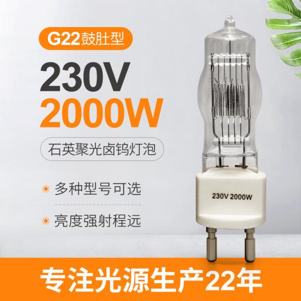 Buy cheap 230v 2000w G22 Lamp Single Ended Halogen Light Bulb 3200k 300Hours from wholesalers