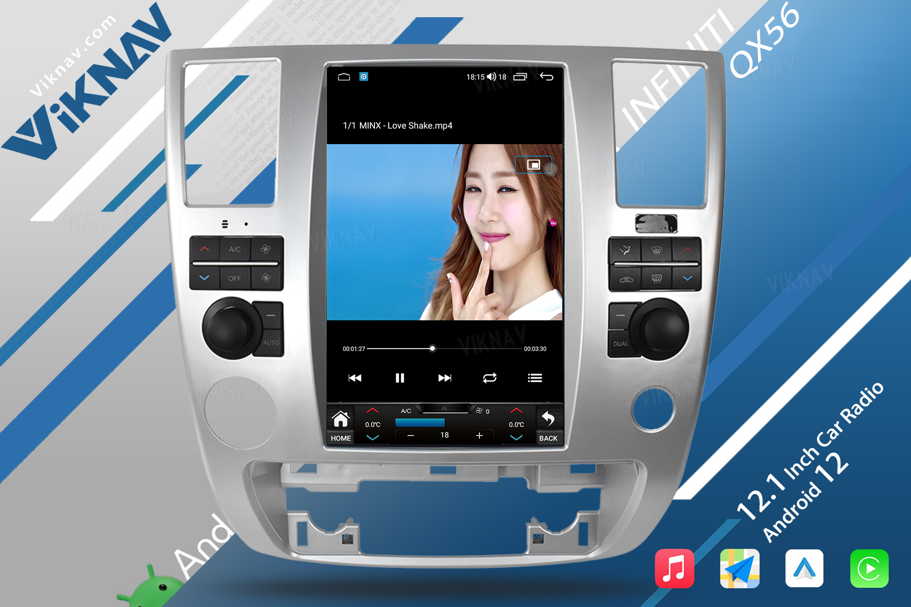 Viknav Car Radio For Infiniti QX56 2007-2010 Touch Screen 12.1 inch GPS Navigation Multimedia Player Stereo Head UNIT