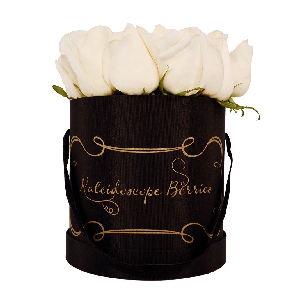 Colorful Customized Luxury Packaging Boxes Round Flower Hat Box With Handle