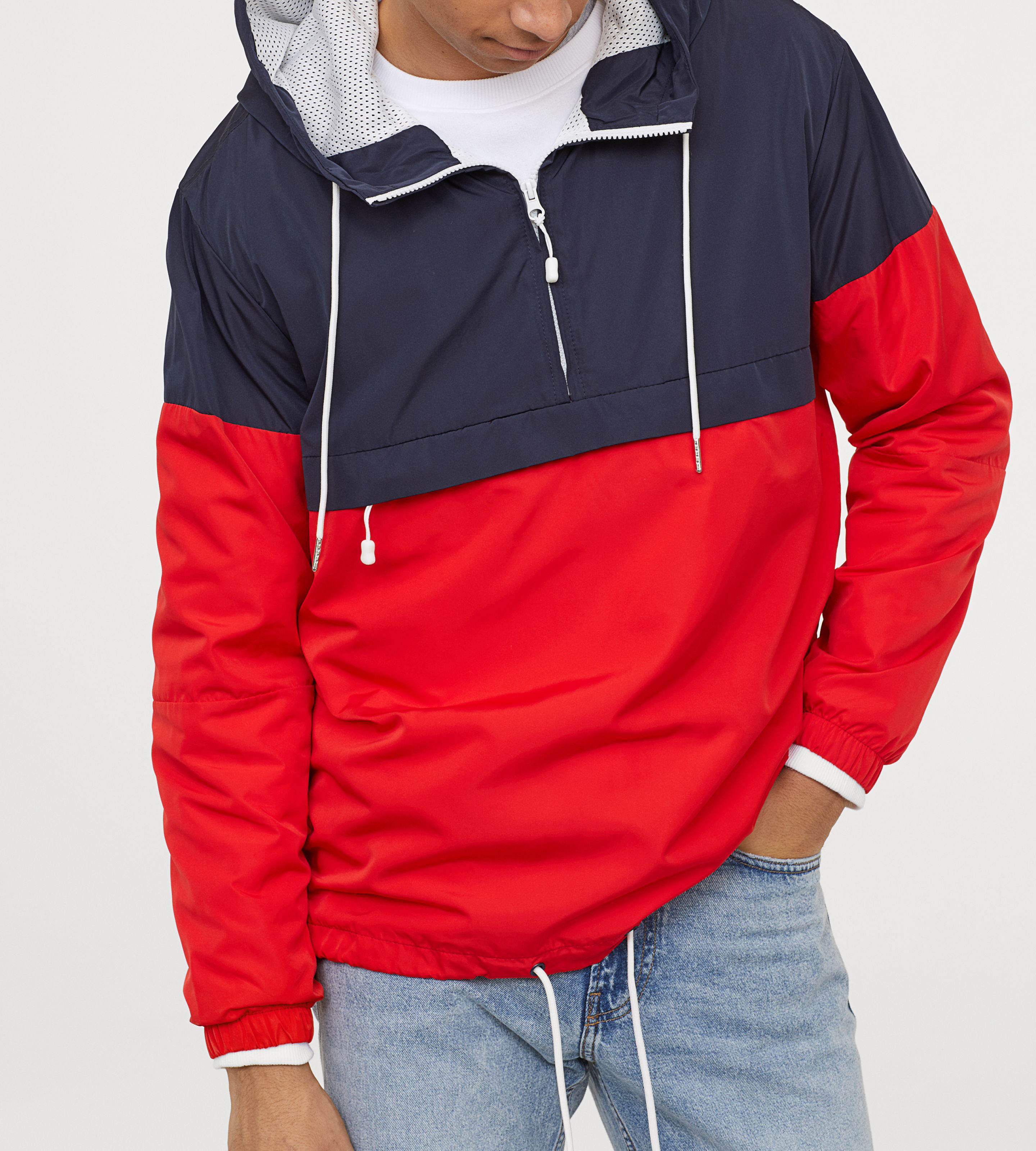 Waterproof 100% Polyester Fiber Lightweight Windbreaker Jacket Pullover Hooded